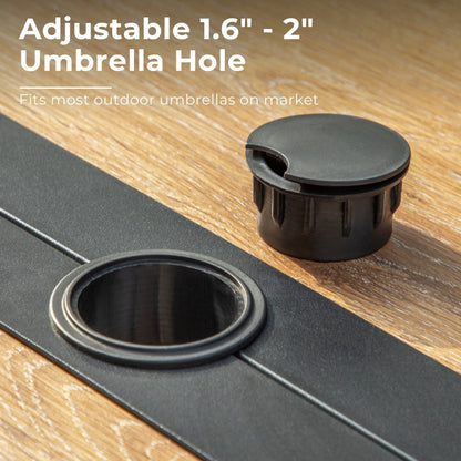 MAISON ARTS Set da pranzo per patio da 7 pezzi con tavolo rettangolare effetto legno e 6 sedie in textilene