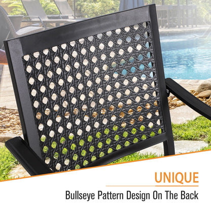 MAISON ARTS Set da pranzo per patio da 7 pezzi, grande tavolo da pranzo rotondo con foro per ombrellone e sedie da pranzo girevoli in metallo