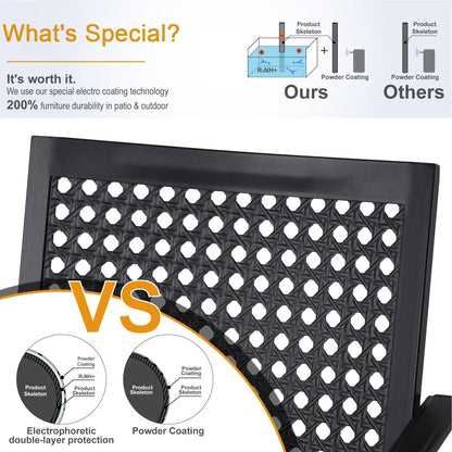 MAISON ARTS Set da pranzo per patio da 7 pezzi, grande tavolo da pranzo rotondo con foro per ombrellone e sedie da pranzo girevoli in metallo