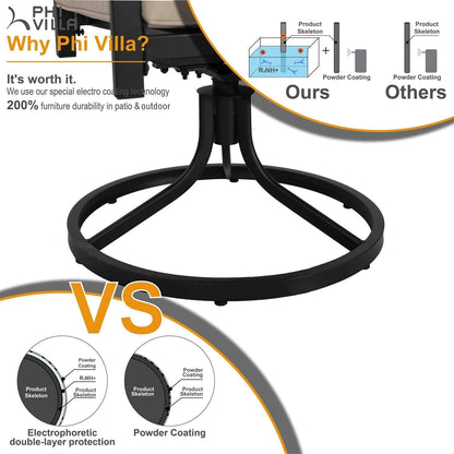 MAISON ARTS Set da pranzo per patio da 7 pezzi, grande tavolo da pranzo rotondo con foro per ombrellone e sedie da pranzo girevoli in metallo