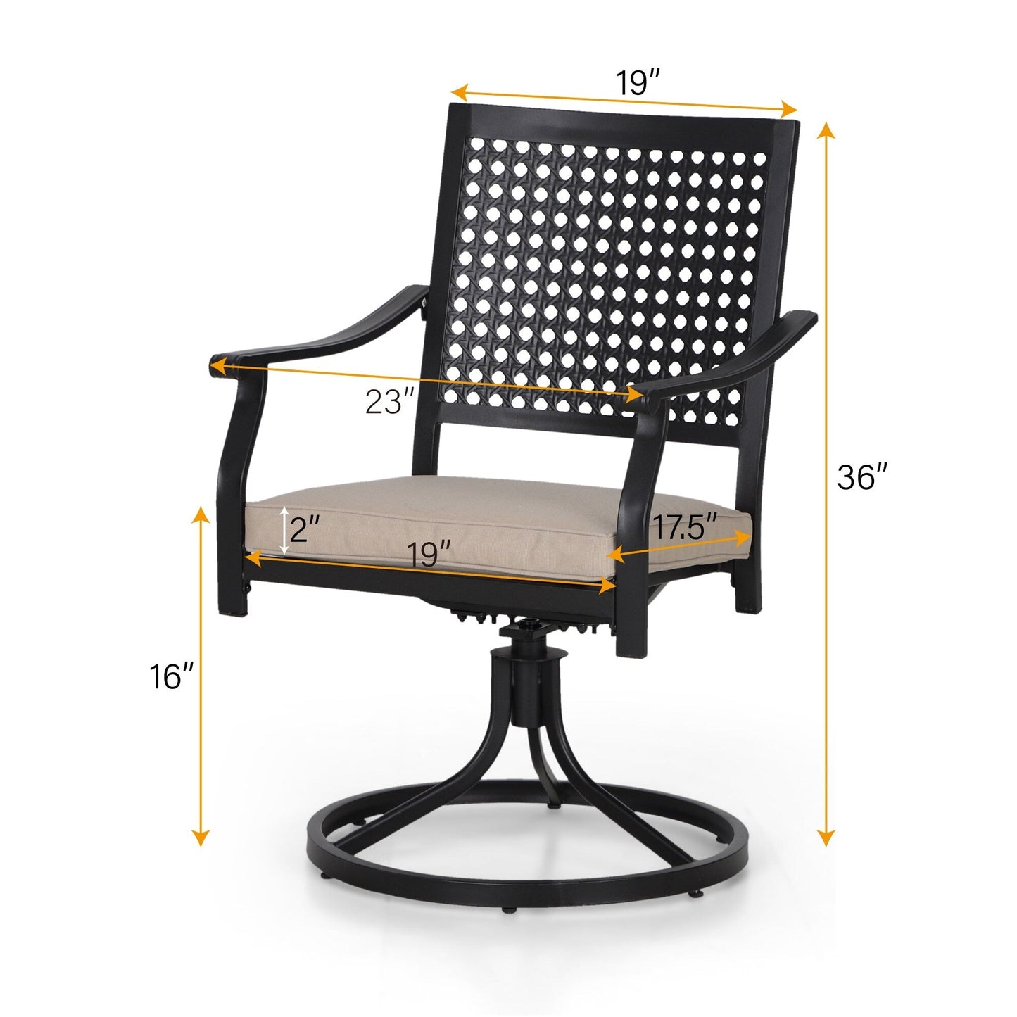 MAISON ARTS Set da pranzo per patio da 7 pezzi, grande tavolo da pranzo rotondo con foro per ombrellone e sedie da pranzo girevoli in metallo