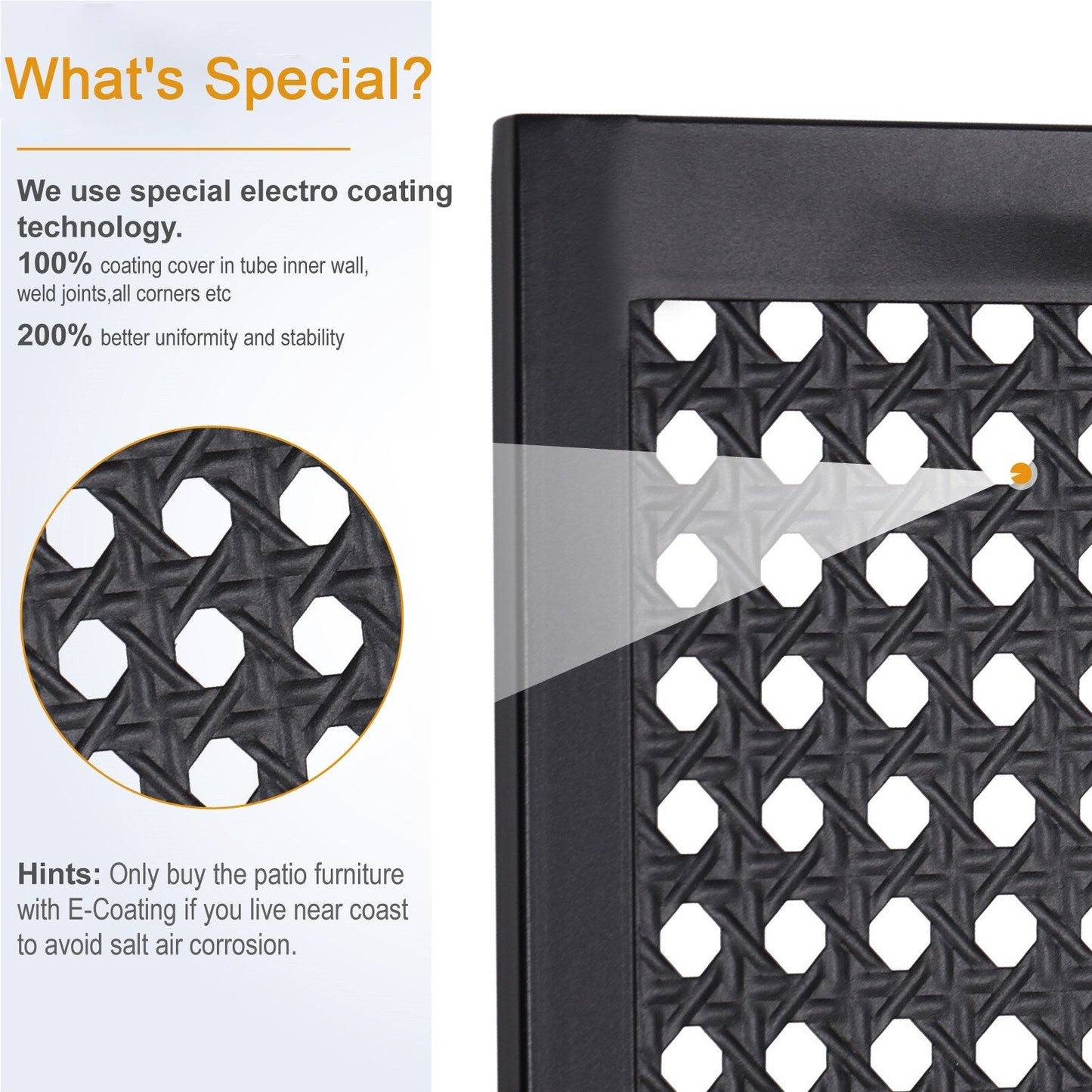 MAISON ARTS Set da pranzo per patio da 7 pezzi, grande tavolo da pranzo rotondo con foro per ombrellone e sedie da pranzo girevoli in metallo