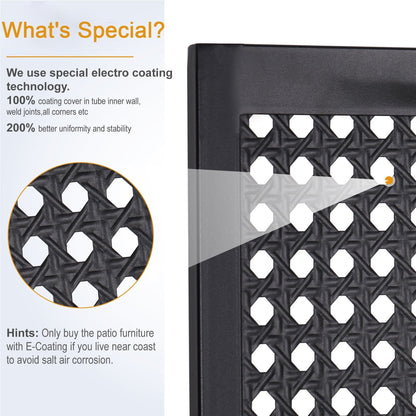 MAISON ARTS Set da pranzo per patio da 7 pezzi, grande tavolo da pranzo rotondo con foro per ombrellone e sedie da pranzo girevoli in metallo