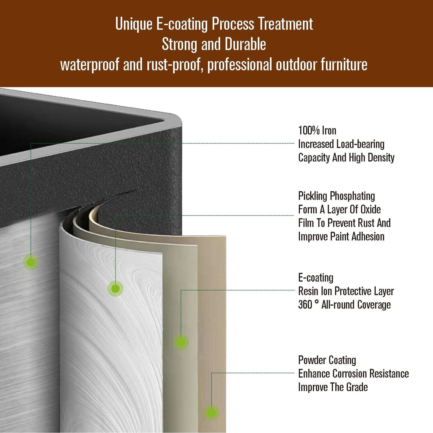 MAISON ARTS Set da pranzo per patio da 7 pezzi, grande tavolo da pranzo rotondo con foro per ombrellone e sedie da pranzo girevoli in metallo