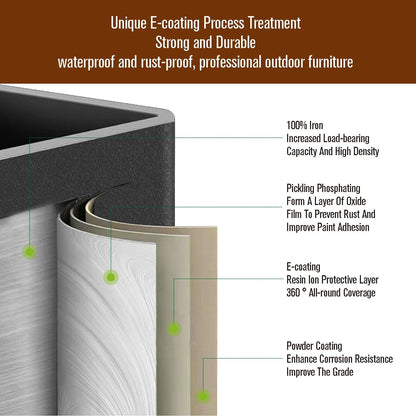 MAISON ARTS Set da pranzo per patio da 7 pezzi, grande tavolo da pranzo rotondo con foro per ombrellone e sedie da pranzo girevoli in metallo