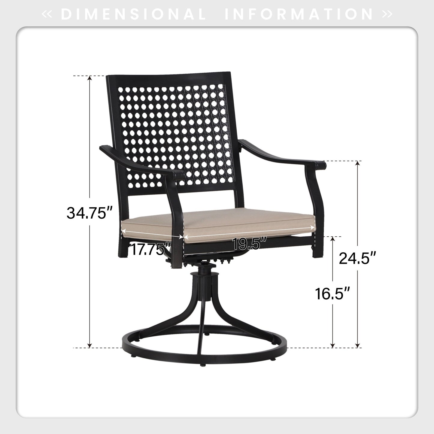MAISON ARTS Set da pranzo per patio da 7 pezzi, grande tavolo da pranzo rotondo con foro per ombrellone e sedie da pranzo girevoli in metallo