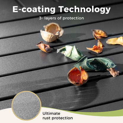 MAISON ARTS Set da pranzo per patio da 7 pezzi per 6 persone, grande tavolo da pranzo rotondo con foro per ombrellone e sedie da pranzo in textilene