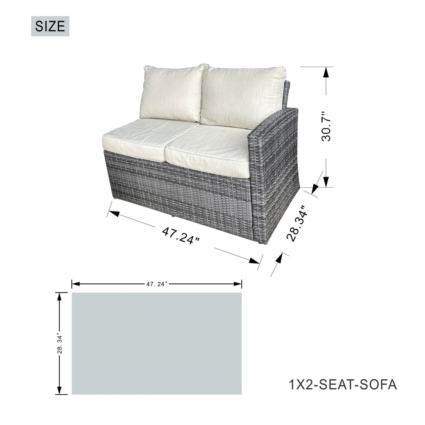Set di divani da giardino in rattan da 7 pezzi con tavolo da pranzo in alluminio e poltrone