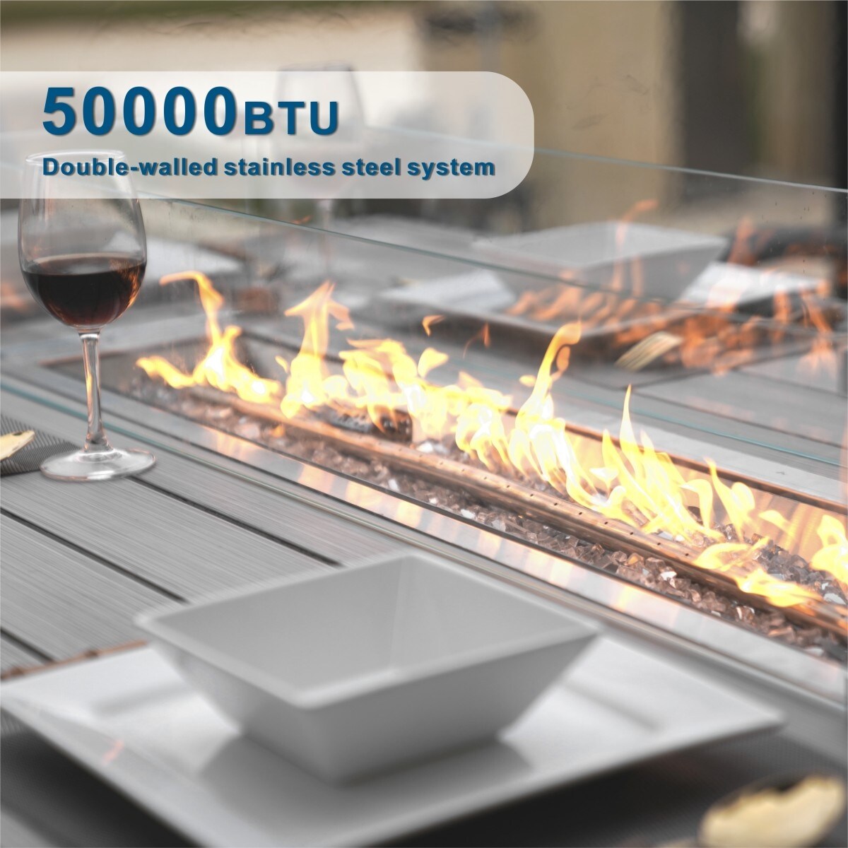 Set di divani da giardino in rattan da 7 pezzi con tavolo da pranzo in alluminio e poltrone