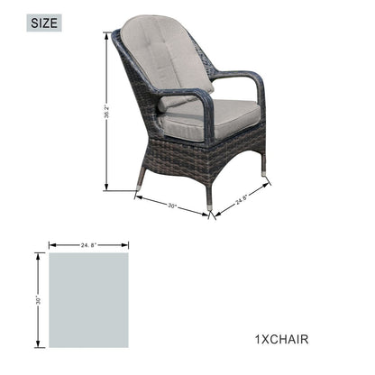 Set di divani da giardino in rattan da 7 pezzi con tavolo da pranzo in alluminio e poltrone