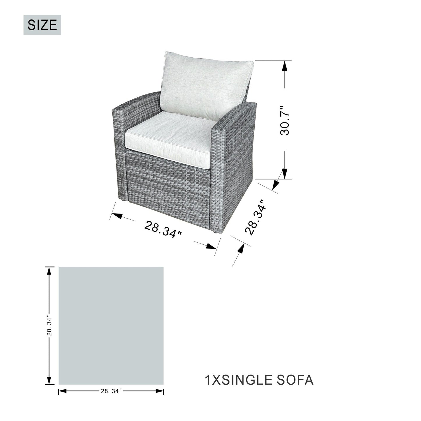 Set di divani da giardino in rattan da 7 pezzi con tavolo da pranzo in alluminio e poltrone