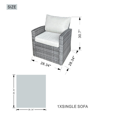 Set di divani da giardino in rattan da 7 pezzi con tavolo da pranzo in alluminio e poltrone