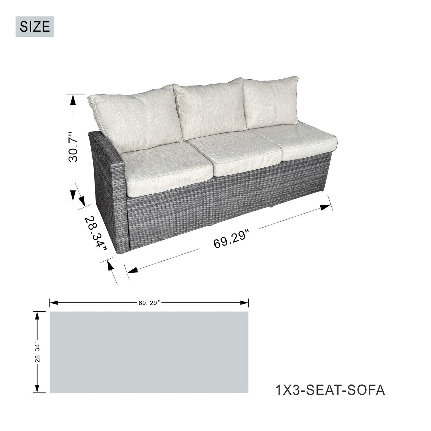 Set di divani da giardino in rattan da 7 pezzi con tavolo da pranzo in alluminio e poltrone