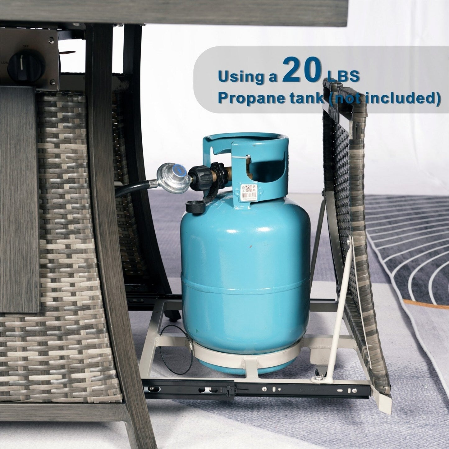 Set di divani da giardino da 7 pezzi con braciere e tavolo da pranzo con contenitore per il ghiaccio