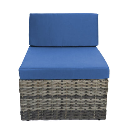 Set da 7 pezzi in vimini per patio, divano componibile in rattan con cuscini