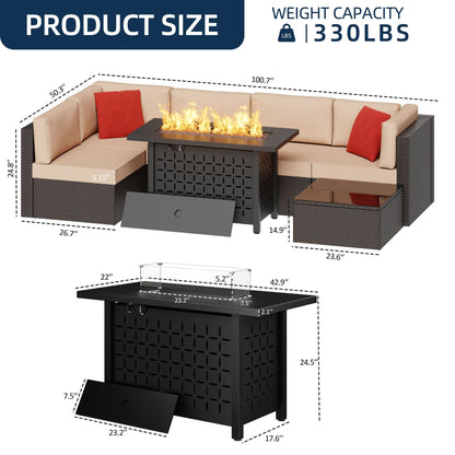 Gruppo di sedute componibili da 7 pezzi con cuscini