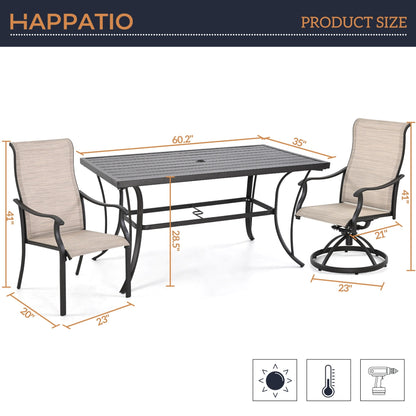 Set da pranzo da giardino in textilene da 7 pezzi per vivere all'aperto