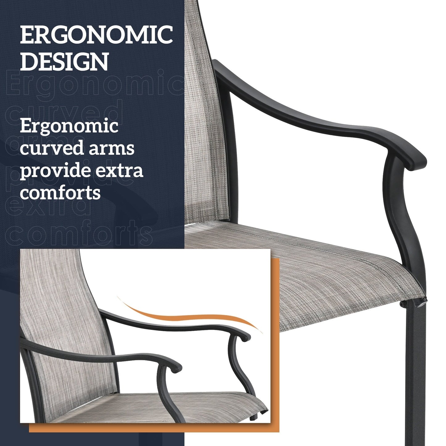 Set da pranzo da giardino in textilene da 7 pezzi per vivere all'aperto