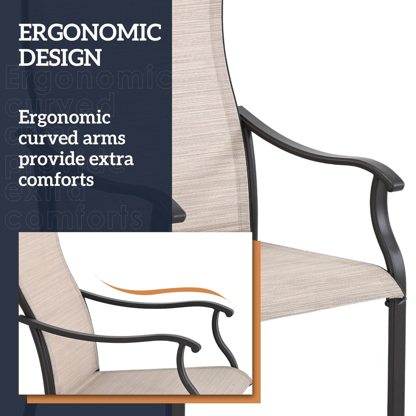 Set da pranzo da giardino in textilene da 7 pezzi per vivere all'aperto