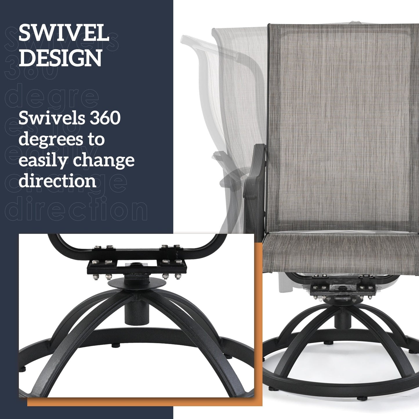 Set da pranzo da giardino in textilene da 7 pezzi per vivere all'aperto