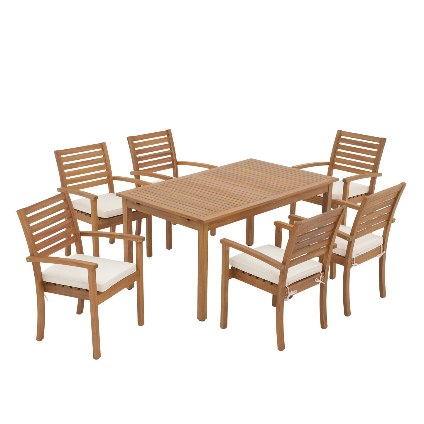 Set da pranzo da esterno in legno di acacia da 7 pezzi