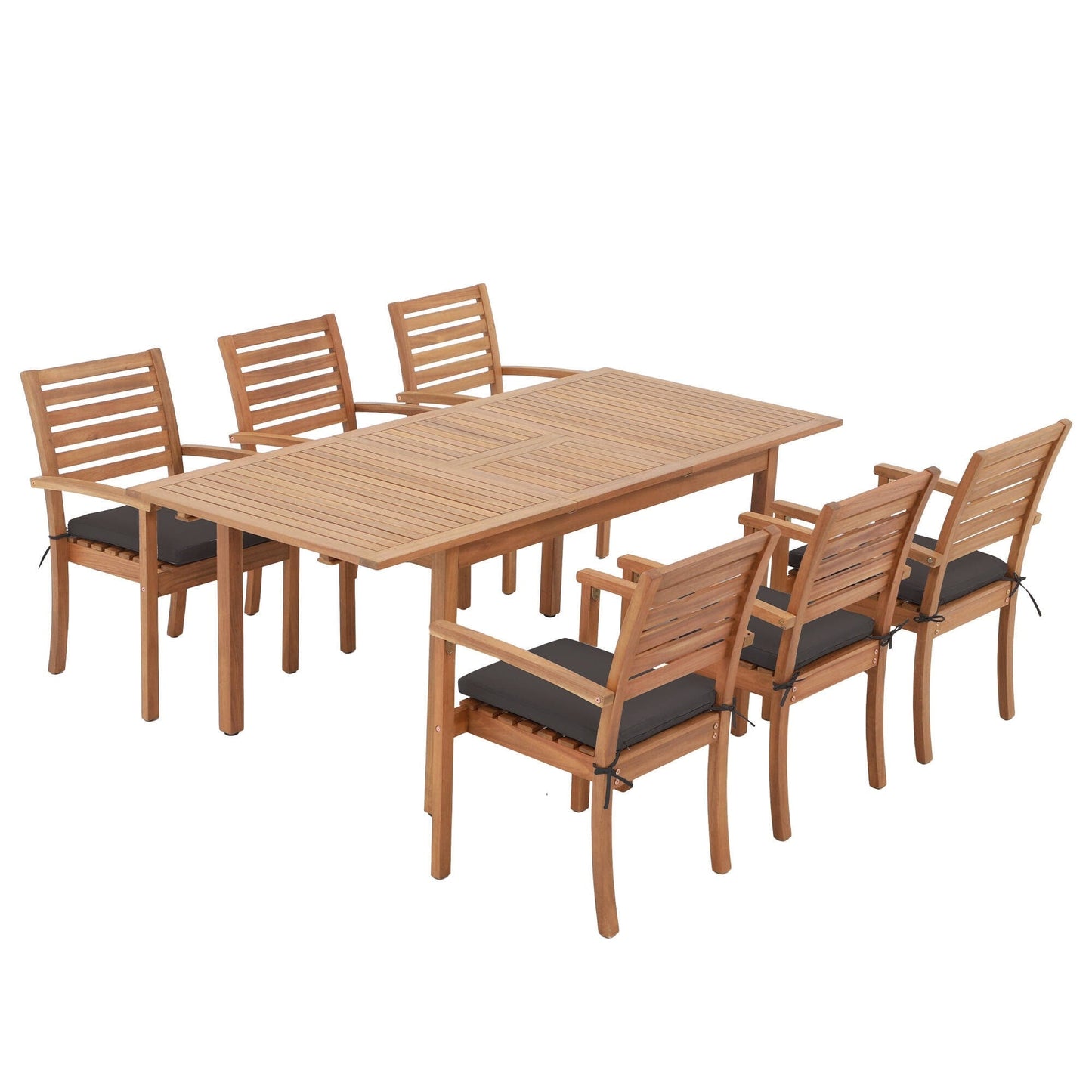 Set da pranzo da esterno in legno di acacia da 7 pezzi