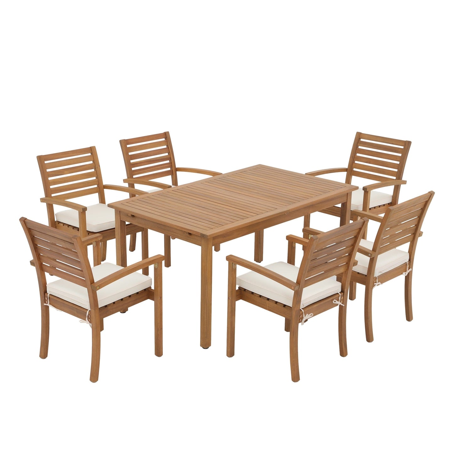 Set da pranzo da esterno in legno di acacia da 7 pezzi