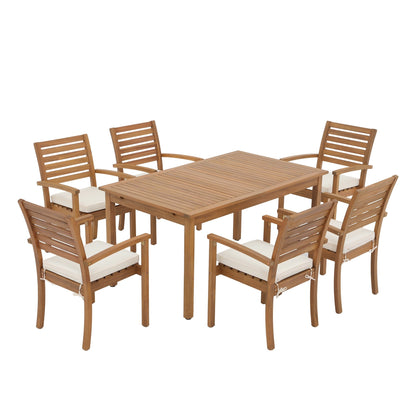 Set da pranzo da esterno in legno di acacia da 7 pezzi