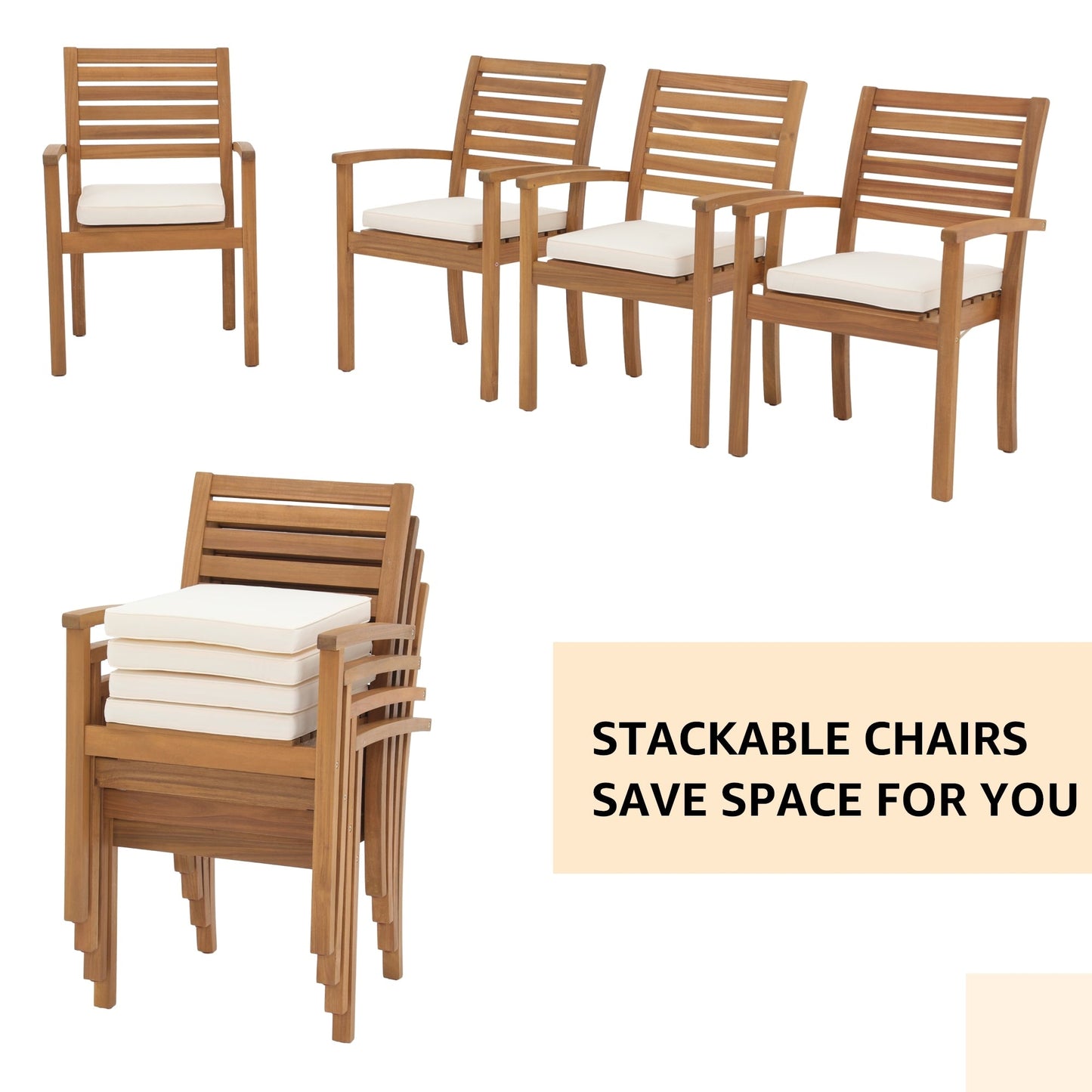 Set da pranzo da esterno in legno di acacia da 7 pezzi