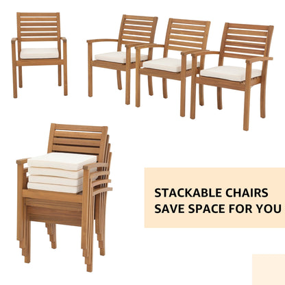 Set da pranzo da esterno in legno di acacia da 7 pezzi