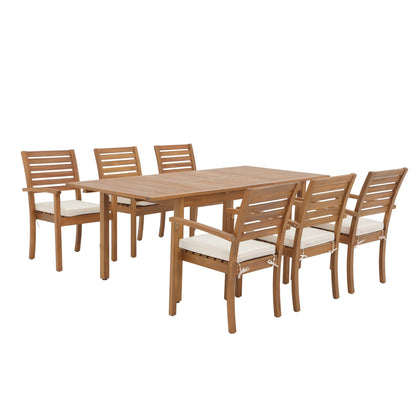 Set da pranzo da esterno in legno di acacia da 7 pezzi