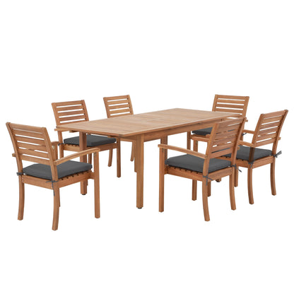 Set da pranzo da esterno in legno di acacia da 7 pezzi