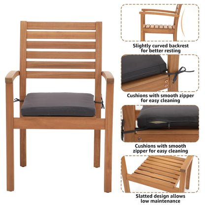 Set da pranzo da esterno in legno di acacia da 7 pezzi