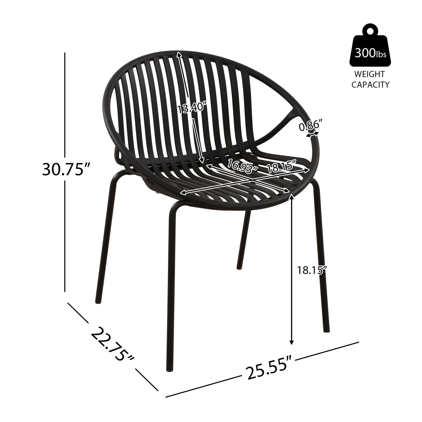 Set da pranzo moderno da esterno da 7 pezzi con sedia impilabile, bianco