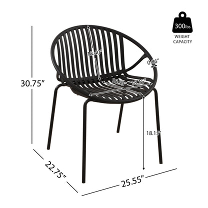 Set da pranzo moderno da esterno da 7 pezzi con sedia impilabile, bianco
