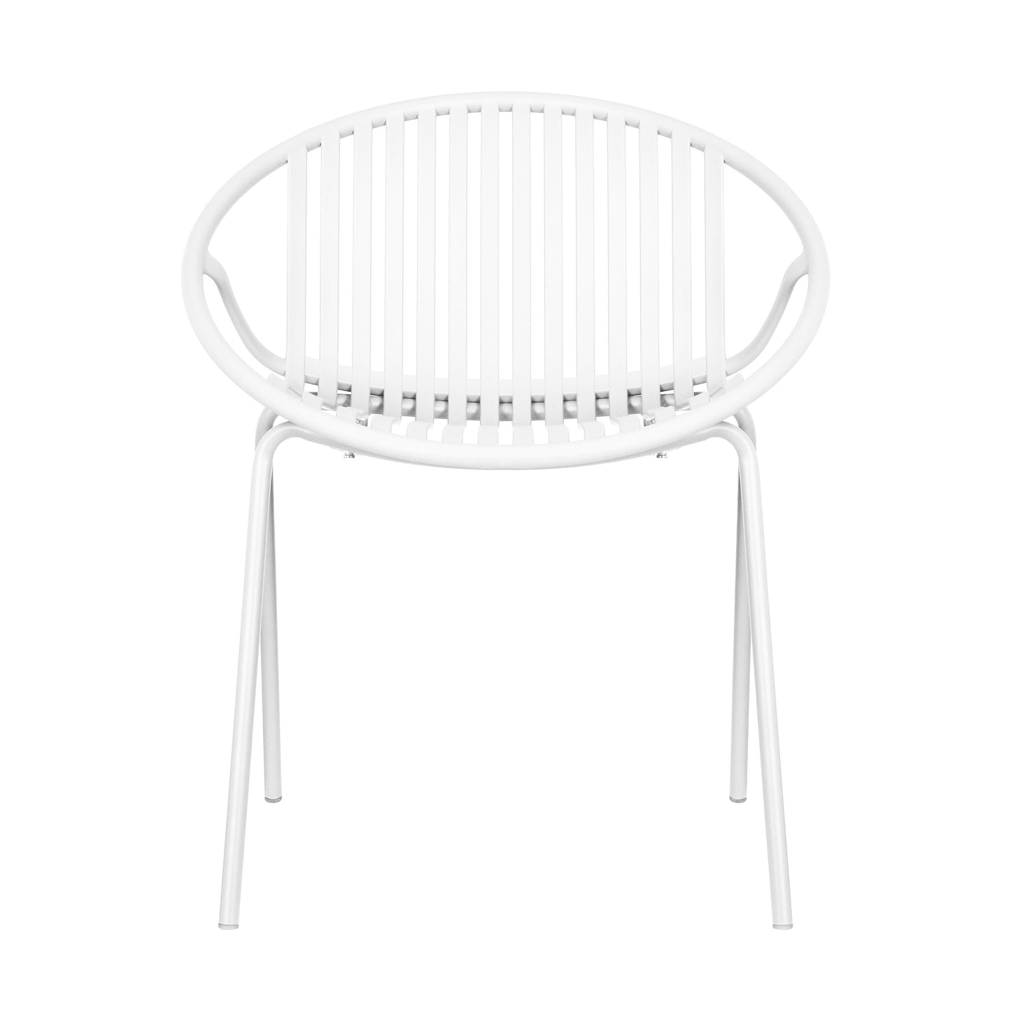 Set da pranzo moderno da esterno da 7 pezzi con sedia impilabile, bianco