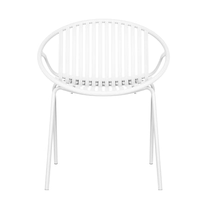 Set da pranzo moderno da esterno da 7 pezzi con sedia impilabile, bianco