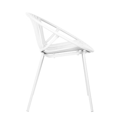 Set da pranzo moderno da esterno da 7 pezzi con sedia impilabile, bianco