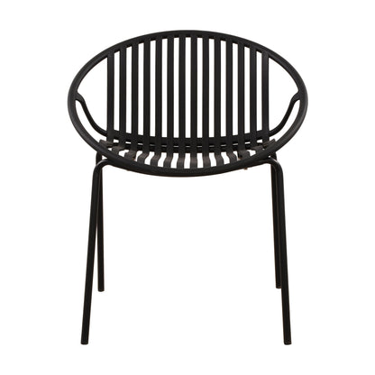 Set da pranzo moderno da esterno da 7 pezzi con sedia impilabile, bianco