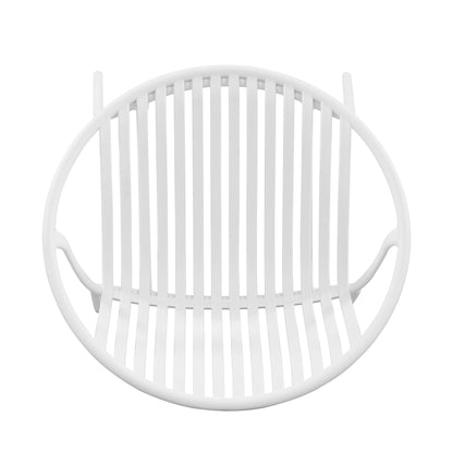 Set da pranzo moderno da esterno da 7 pezzi con sedia impilabile, bianco