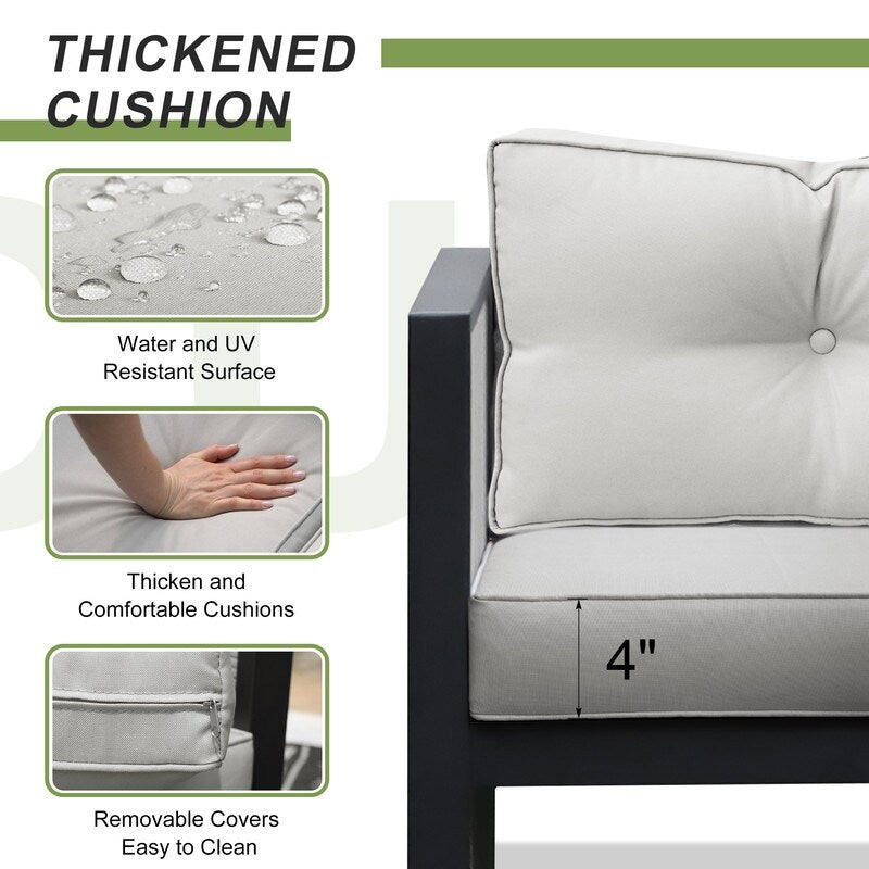 FINCATI Set di mobili da esterno da 7 pezzi con divano componibile moderno in vimini di grandi dimensioni