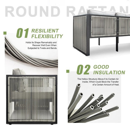 FINCATI Set di mobili da esterno da 7 pezzi con divano componibile moderno in vimini di grandi dimensioni