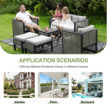 FINCATI Set di mobili da esterno da 7 pezzi con divano componibile moderno in vimini di grandi dimensioni