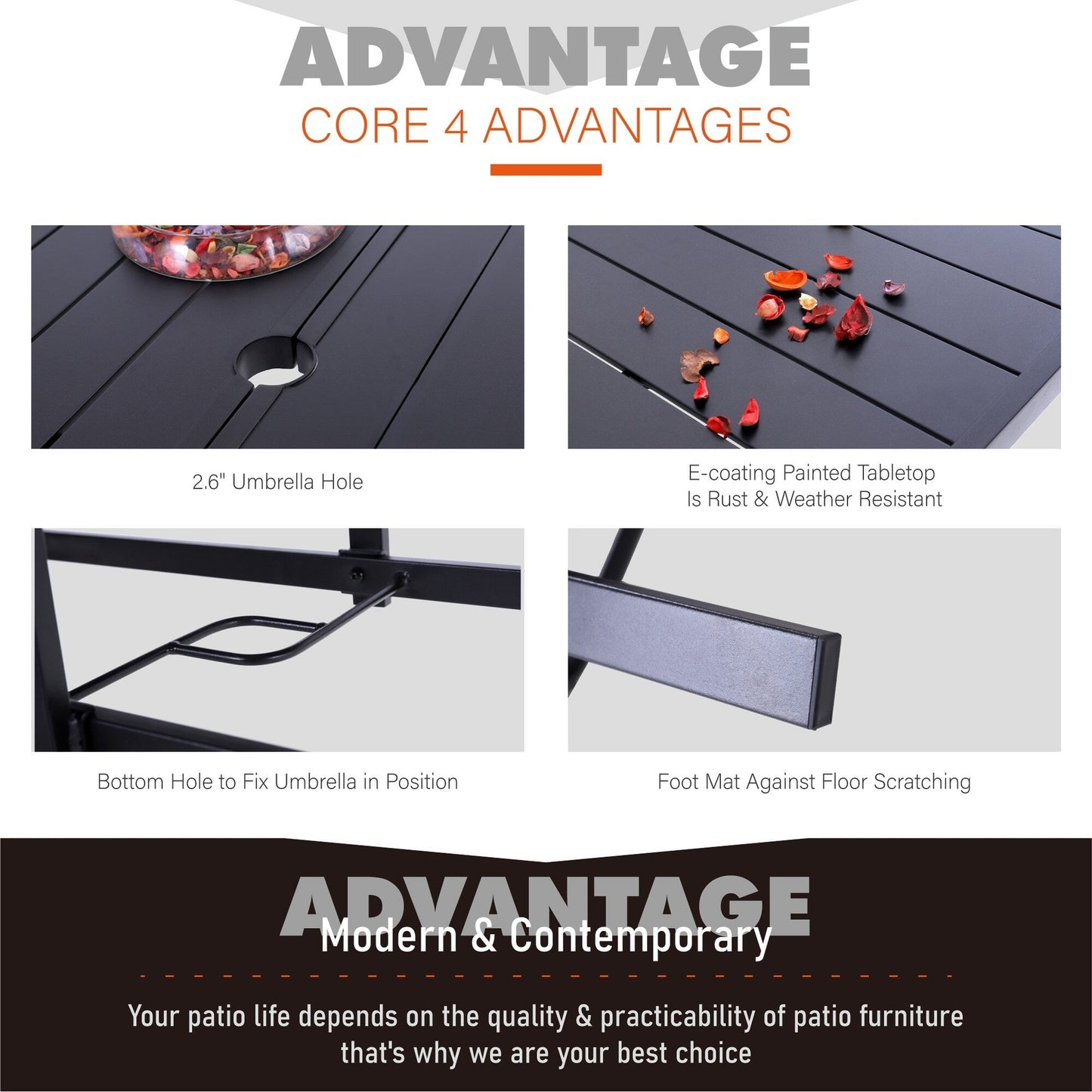 MAISON ARTS Set da pranzo da giardino da 7 pezzi con sedie girevoli in textilene