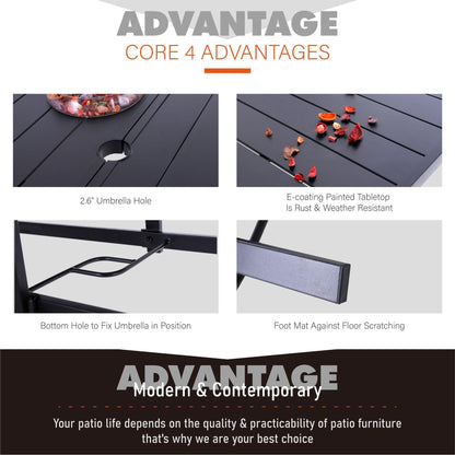 MAISON ARTS Set da pranzo da giardino da 7 pezzi con sedie girevoli in textilene