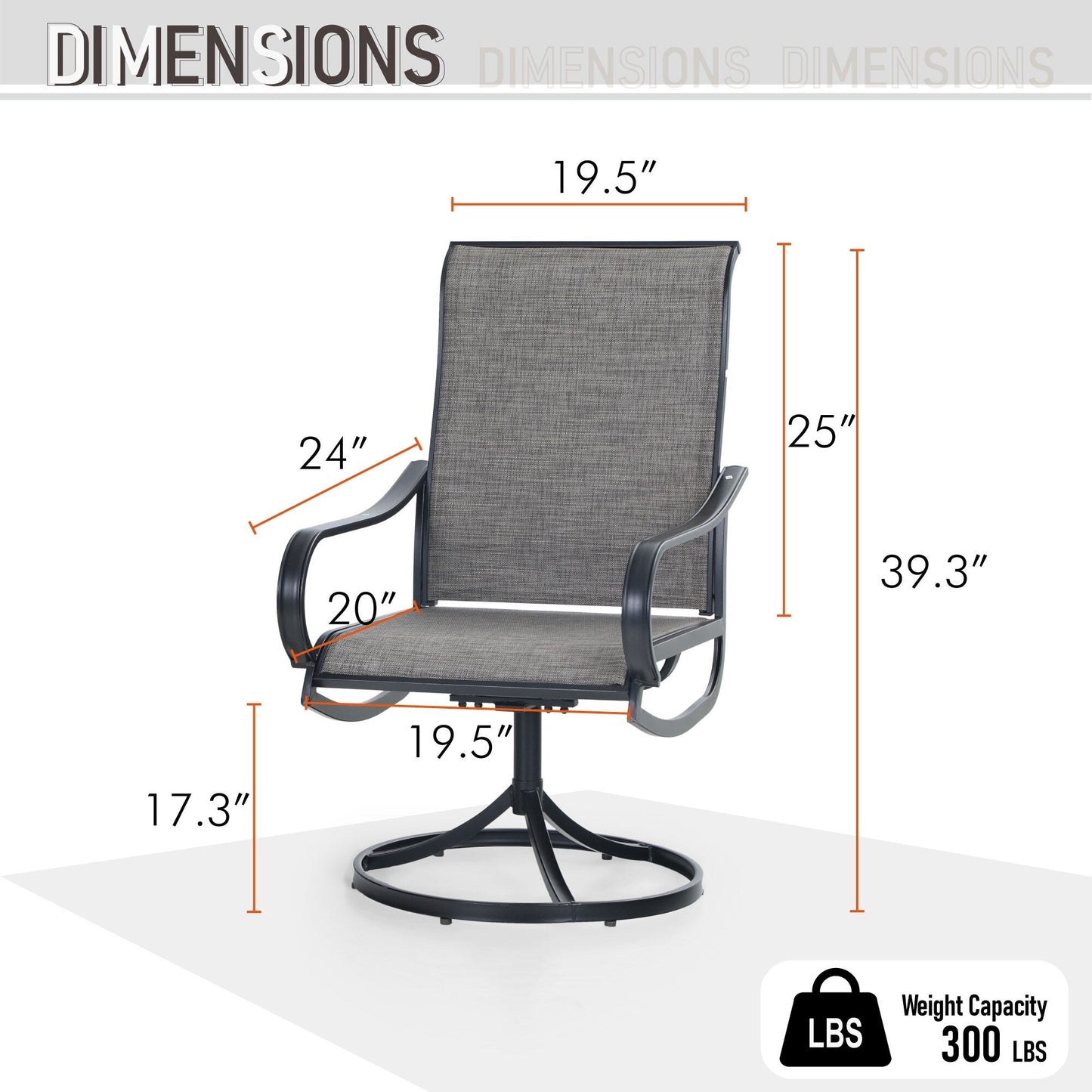 MAISON ARTS Set da pranzo da giardino da 7 pezzi con sedie girevoli in textilene