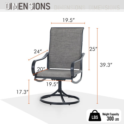 MAISON ARTS Set da pranzo da giardino da 7 pezzi con sedie girevoli in textilene