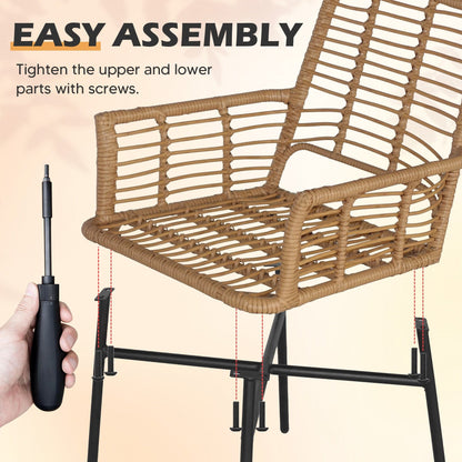 Set da pranzo per patio da 7 pezzi, set di mobili da pranzo per esterni in vimini con cuscini rimovibili per prato, giardino, cortile