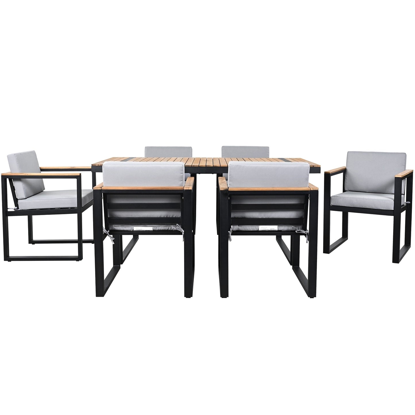 Set da pranzo da giardino con tavolo e sedie da 7 pezzi con cuscini rimovibili