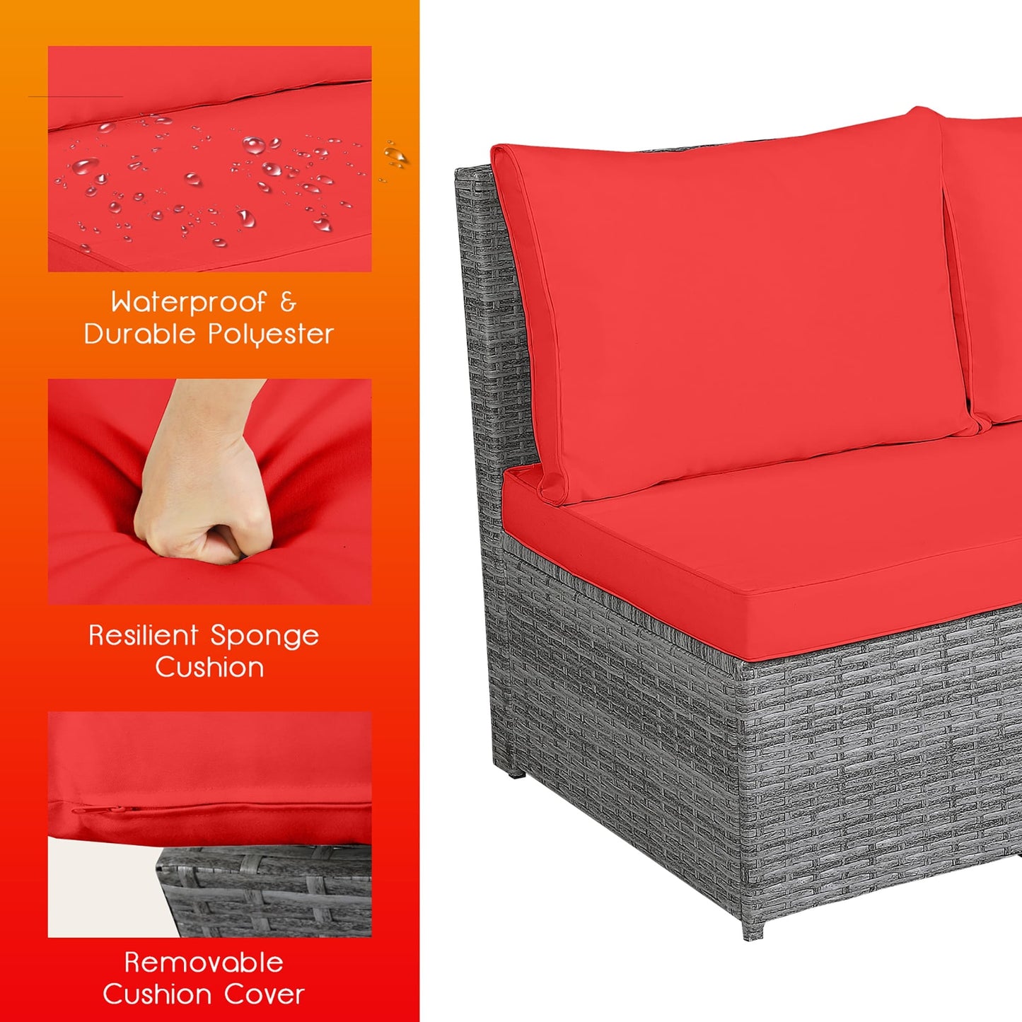 Set di mobili da giardino in rattan da 7 pezzi